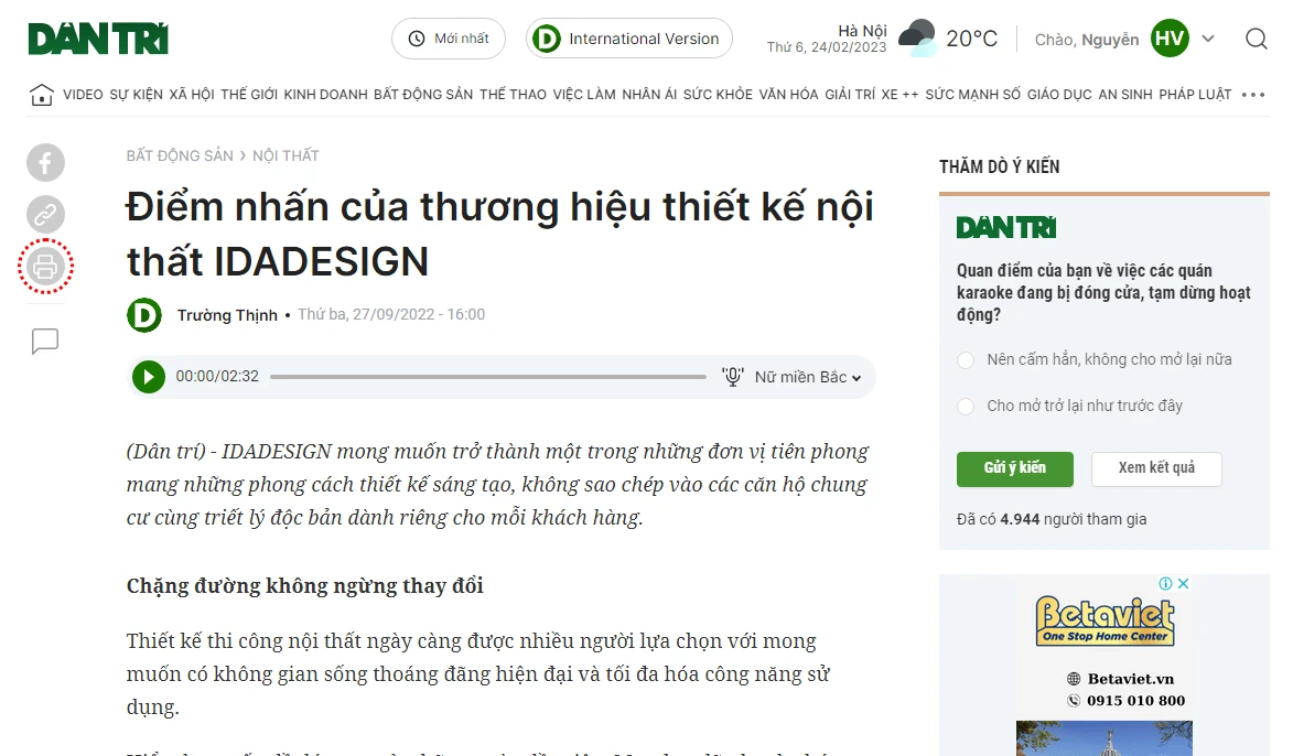 DANTRI nói về IDADESIGN